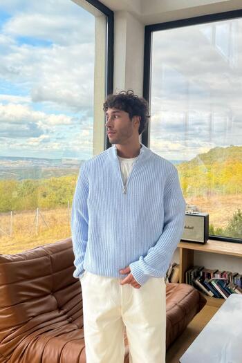 Flaw Wear Half Zip Knit Sweater