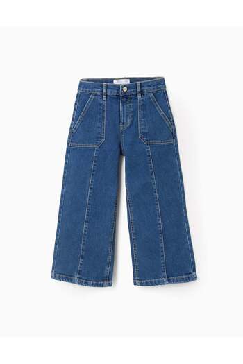 Ziddy Jeans with Raised Seams for Girls 'Wide Leg', Blue