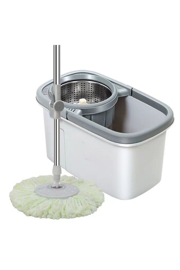 No branded Set with rotating mop and rectangular bucket, Adjustable rod, SMYY-03, Gray