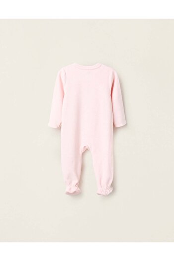 Ziddy Velour Sleepsuit for Baby Girls 'Family Love', Light Pink