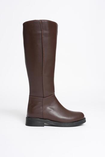 Mubiano Women's Leather Boots Zippered Brown Ondra