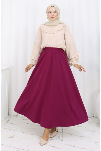 sefamerve Fabric Skirt 5578-09 Plum
