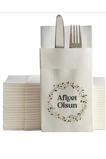 alenked Bon Appetit 40X40Cm Pocketed White Napkin Airtouch 20 Pieces
