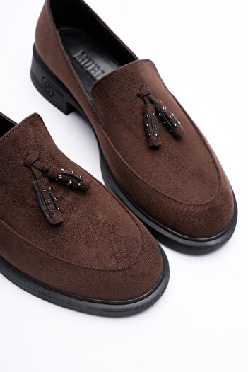 Mubiano Women's Suede Loafer with Tassels Brown Riva