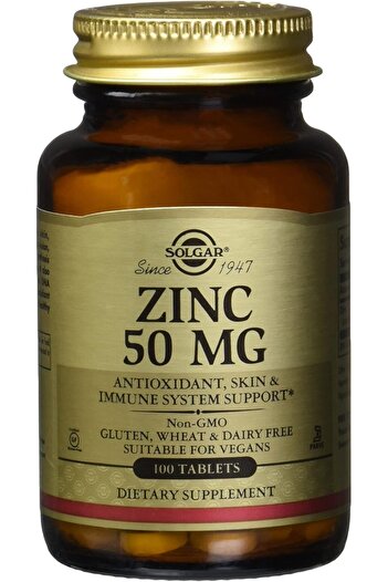 Solgar Zinc Tablets for Healthy Skin/Immune System and Antioxidant Support (50mg, 100 Pieces)