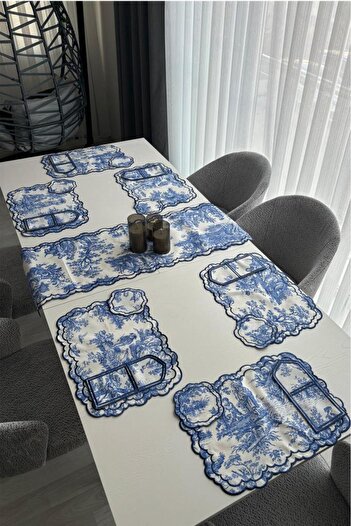 Çeyiz Diyarı Ocean Linen American Dinner Set 19 Piece Blue