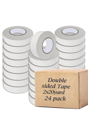 MARKQ [Pack of 24] Double Sided Tape 2" x 20 Yards – Strong Adhesive Tape for Arts, Crafts & School