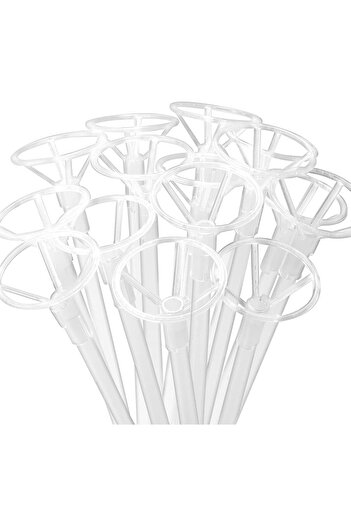 MARKQ [50 Pcs] Balloon Sticks with Cups – Clear Balloon Stick Holders for Birthday, Wedding & Party Décor