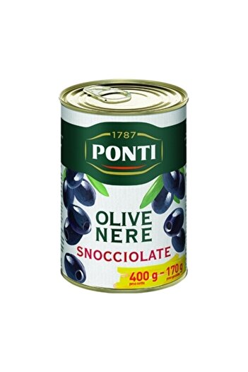 ponti Italian black pitted olives in brine 400g