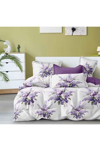 LOCK Lilac Floral Bedding Set Purple Floral Pattern, Soft and Breathable, Sheet, Quilt Cover, Pillowcase
