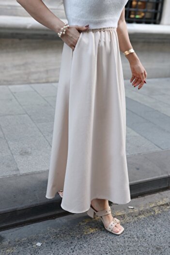 Poliyance Poll Roys Beige Long Skirt
