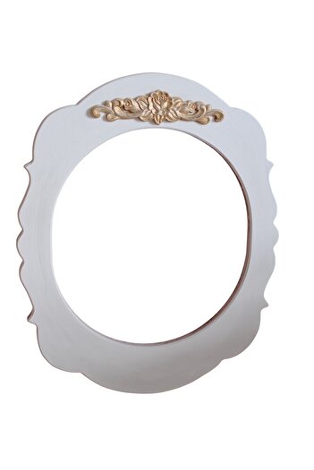 Decoratiuni Vintage Casa Retro Wooden mirror, decorative, vertical, hand-painted, antiqued ornament, white with gold, 40*50 cm