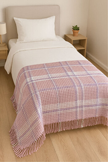 SİHİRLİ AYAKLAR Single Colorful Fringed Plaid Pattern Woven Scotch Blanket Scottish Blanket Colorful 150X200