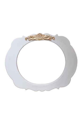 Decoratiuni Vintage Casa Retro Wooden mirror, decorative, hand-painted, white with gold, antiqued ornament, 40*50 cm