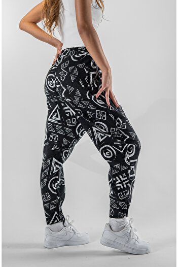 Superbluemexico Women's Geometric Patterned Jacquard Baguette Pants