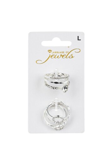 OEM Silver Color Wedding Rings with Rhinestones - 7pcs.