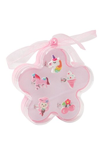 OEM Pink Flower Rings in Box for Children 2cm - 5pcs