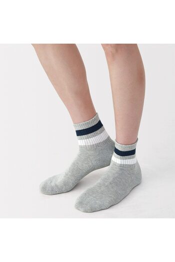 Muji Right Angle Pile Short Socks (Striped)