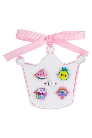 OEM Summer Rings Watermelon Pineapple White Pearl Cupcake Ice Cream Crown for Kids - 5pcs