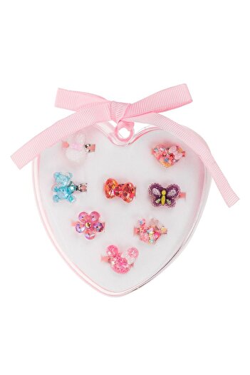 OEM Glitter Figure Rings in Heart Box for Kids - 8pcs