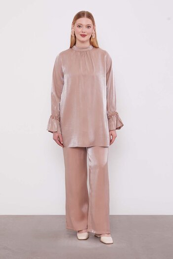 Levidor S.Kahve Stone Detailed Two-Piece Set
