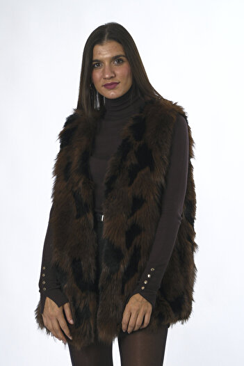 ABBRA Women's Lined Vegan Fur Vest