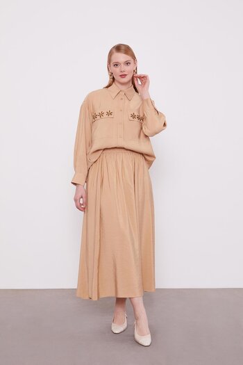 Levidor K.Bej Pocket Bead Daisy Detailed Skirt Set