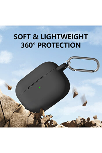 WANNA PROTECT AirPods Pro 3.Nesil Uyumlu Darbe Emici Kancalı Yüksek Kalite İçi Kadife Silikon Kulaklık Kılıf