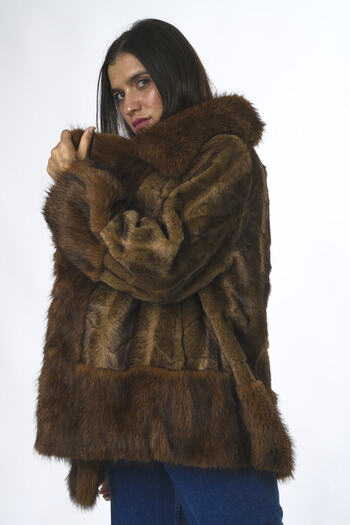 ABBRA Women's Suede Lined Vegan Fur with Stone Snap Fasteners