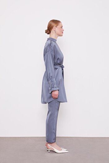 Levidor K.Grey Double Suit with Ruffle Detail on the Sleeves
