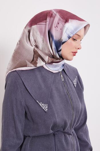 Levidor Pink Reflection Leaf Pattern Twill Silk Scarf