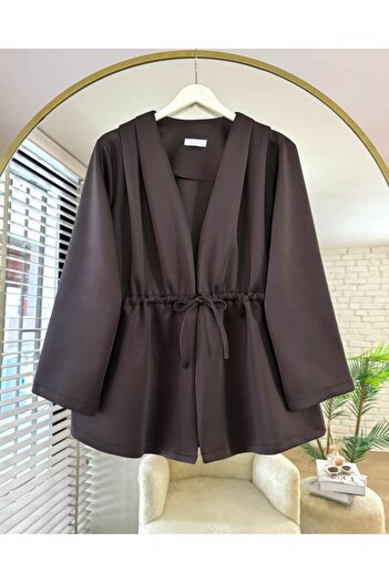 ensade Pile Detailed Waist Drawstring Scuba Jacket