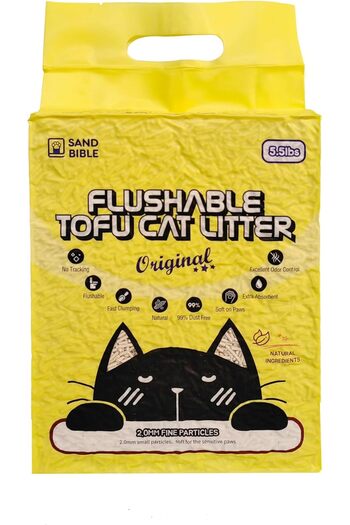 Sand Bible Pack of 6 (36L), Natural Flushable Tofu Cat Litter, Strong Clumping, Ultra Absorbent, Odor Control,