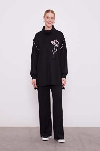 Levidor Black Pearl Sleeve Detailed Sports Suit