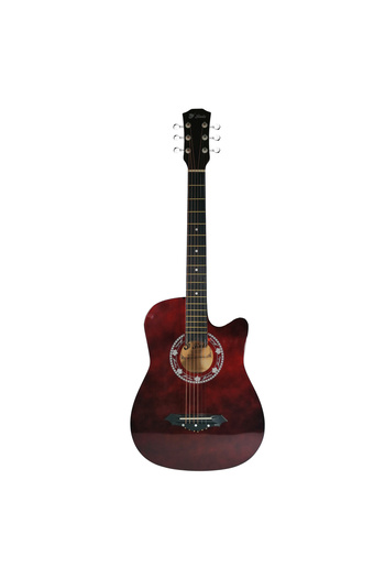 Depox Chitară clasică din lemn 95 cm, cutaway bordo, cu husă de nailon inclusă