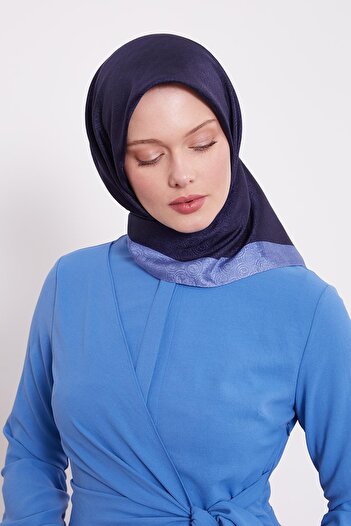 Levidor Navy Blue Ring Pattern Monogram Scarf