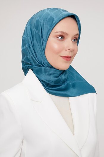 Levidor Petrol Green Geometric Crystal Jacquard Scarf