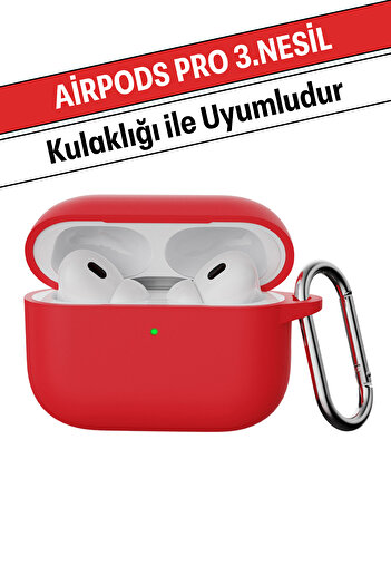 WANNA PROTECT AirPods Pro 3.Nesil Uyumlu Darbe Emici Kancalı Yüksek Kalite İçi Kadife Silikon Kulaklık Kılıf
