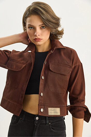 Bianco Lucci Women's Double Pocket Gabardine Jacket