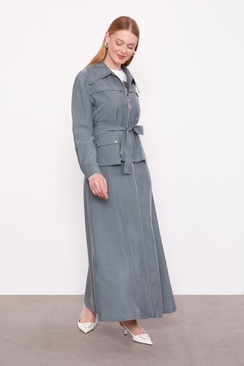 Levidor Green Belt Detailed Skirt Set