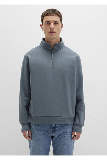 Mavi Men's Semi-Zipper Gray Basic Sweatshirt 0S10278-80889