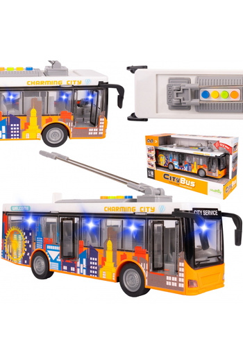 MalPlay City Service Yellow interactive bus for children, realistic design, moving doors, sounds and l