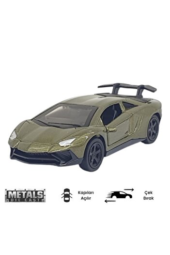 Vardem Pull and Drop Metal Small Cars 8 cm - 6411A - Khaki