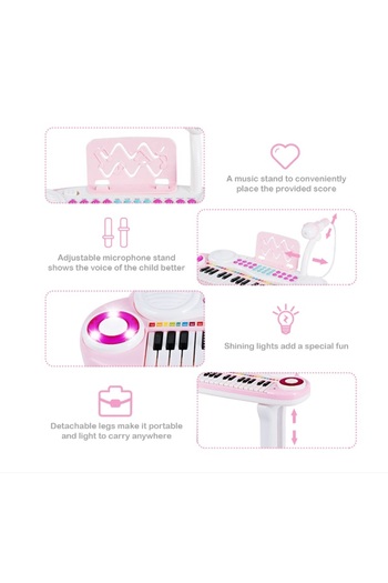 MalPlay Mp3 electronic organ with 37 keys, instrument sounds, musical rhythms, light effects, with M