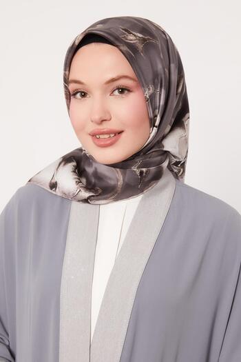 Levidor A.Brown Lotus Flower Twill Silk Scarf