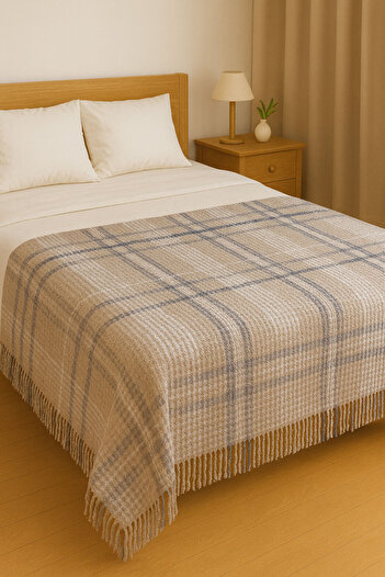 SİHİRLİ AYAKLAR Double Colorful Blanket Fringed Plaid Pattern Woven Scotch Blanket Scottish Blanket 180X220
