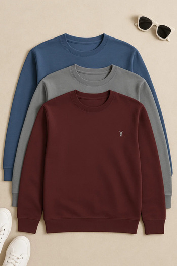 COMBİNE MİCHAİL Men's Long Sleeve Crew Neck 3-Piece Sweatshirt