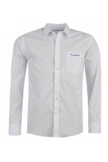 Pierre Cardin Shirt, Classic Fit, White with Stripes, Size S