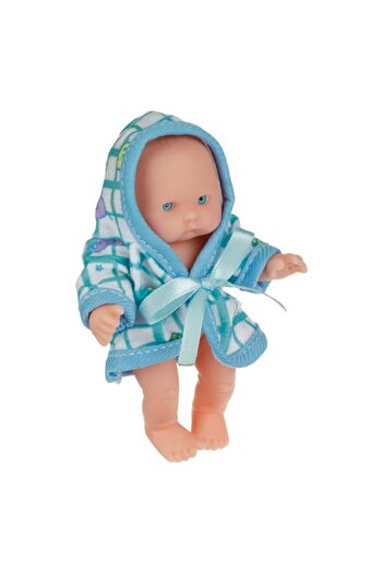 OEM Păpușă bebeluș cu halat de baie albastru 12 cm