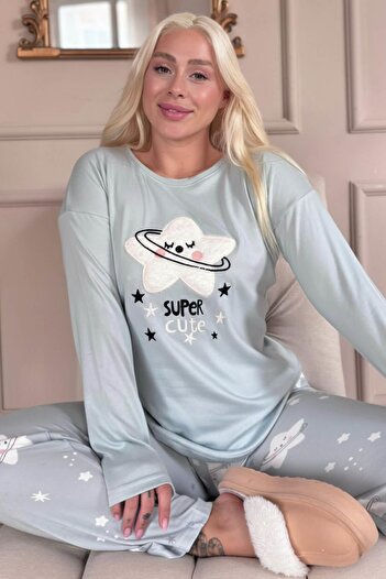 Pijamaevi Super Cute Patterned Thermal Women's Pajama Set